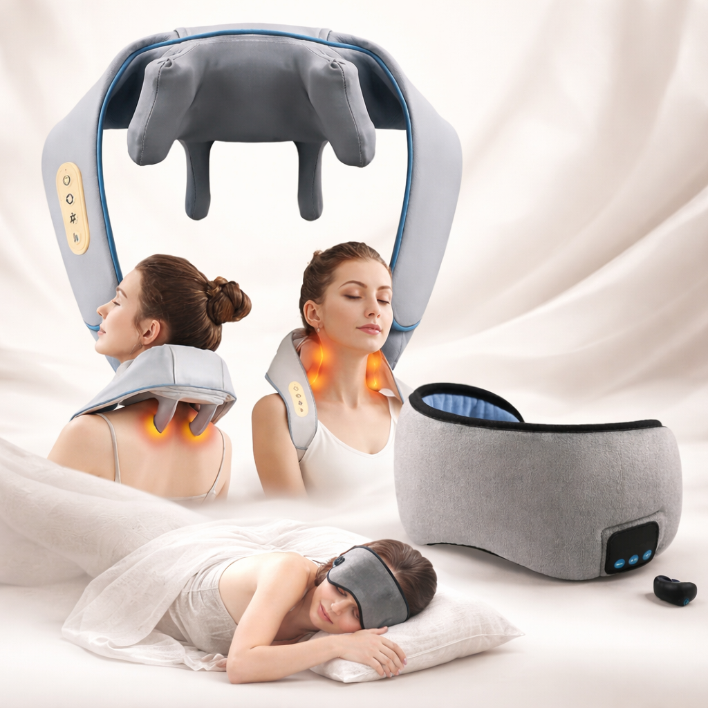 Pack Relax Premium: Masajeador Inalámbrico + Antifaz Para Dormir